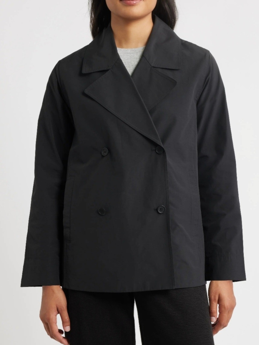 Kim Rogers Women's Black Double-Breasted Pea Coat ~ Size Medium